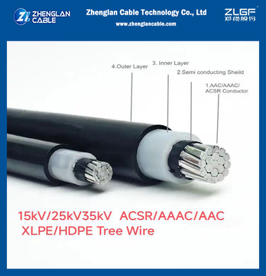 15kv AAC AAAC ACSR Διοδηγός XLPE HDPE Καλώδιο απομονωτικού δέντρου 185mm2 NTC 5909 ICEA S121-733