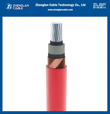 AL/SC/XLPE/SC/CWS/PVC/CTS/PVC1x240/25mm2 IEC 60502-2 8.7/15KV Χαλκό Wire Shield + Χαλκό Tape Shield Sheath Κόκκινο καλώδιο ισχύος μεσαίας τάσης