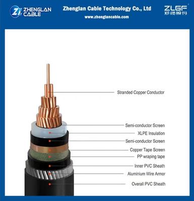 19/33kv υπόγειο καλώδιο ηλεκτρικής ενέργειας ένα καλώδιο καλωδίου χαλκού + καλώδιο αλουμινίου θωρακισμένο με ένα πυρήνα 1x500mm2 IEC 60502-2