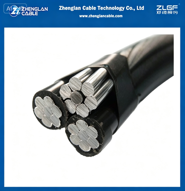 Καλώδιο ABC χαμηλής τάσης 2x6+6awg Αλεξίσιος αλουμινένιος αγωγός πορφυρός Τριπλέξ καλώδιο πτώσης υπηρεσίας